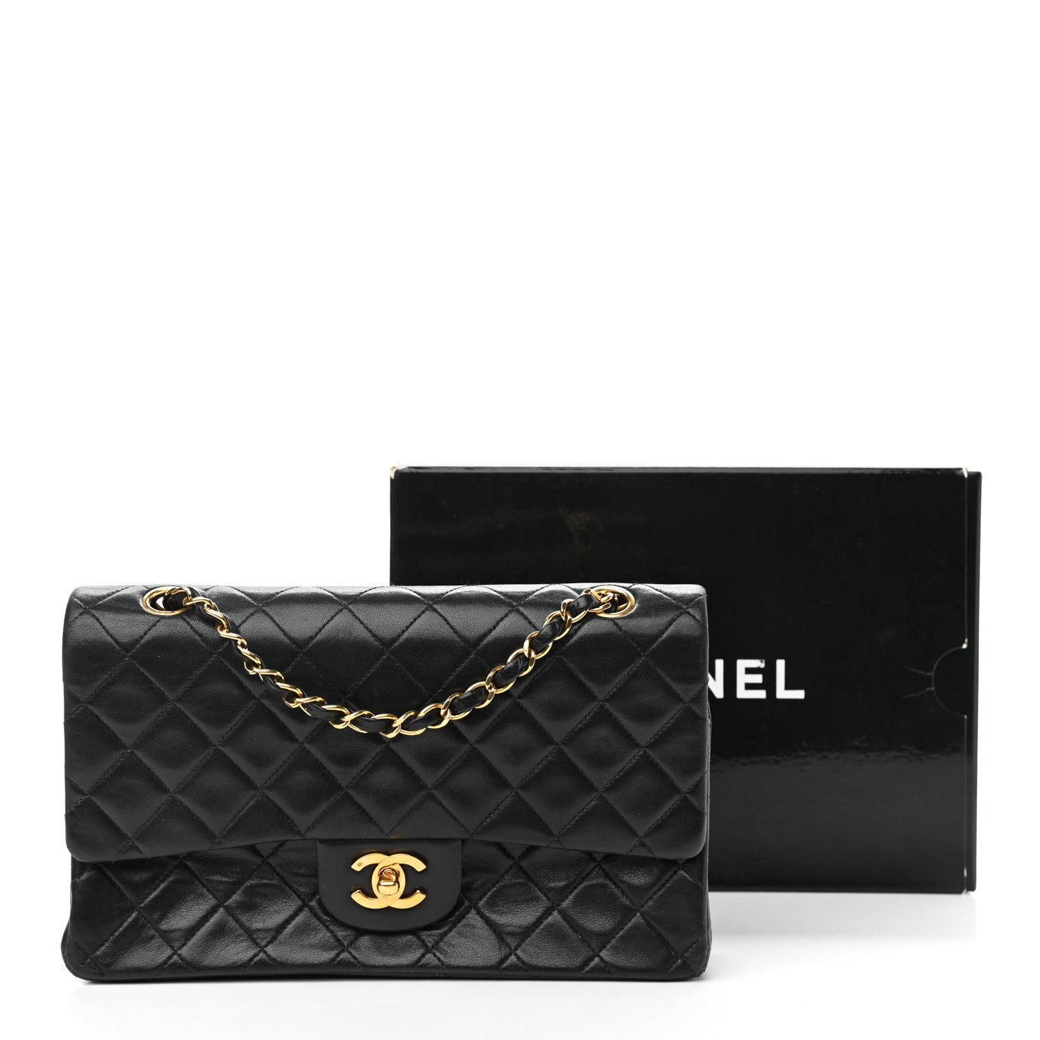 Chanel Lambskin Quilted Medium Double Flap Black 12 of 12
