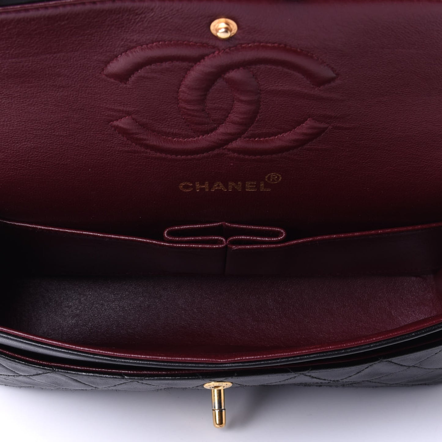 Lambskin Quilted Medium Double Flap Black
