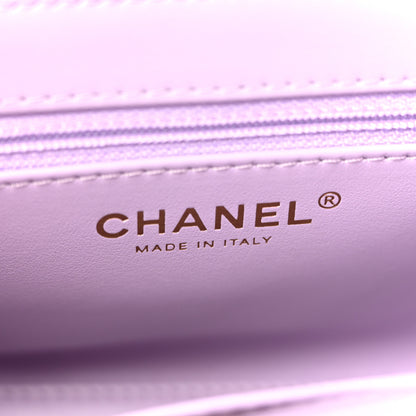 Chanel Shiny Aged Calfskin Quilted Nano Kelly Shopper Lilac 11 of 19