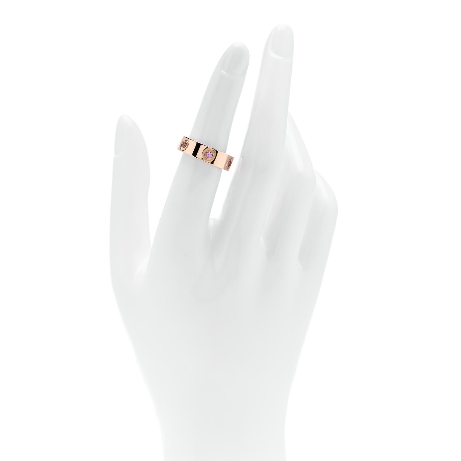 Cartier 18K Pink Gold 6 Pink Sapphire 5.5mm LOVE Ring 51 5.75 2 of 4