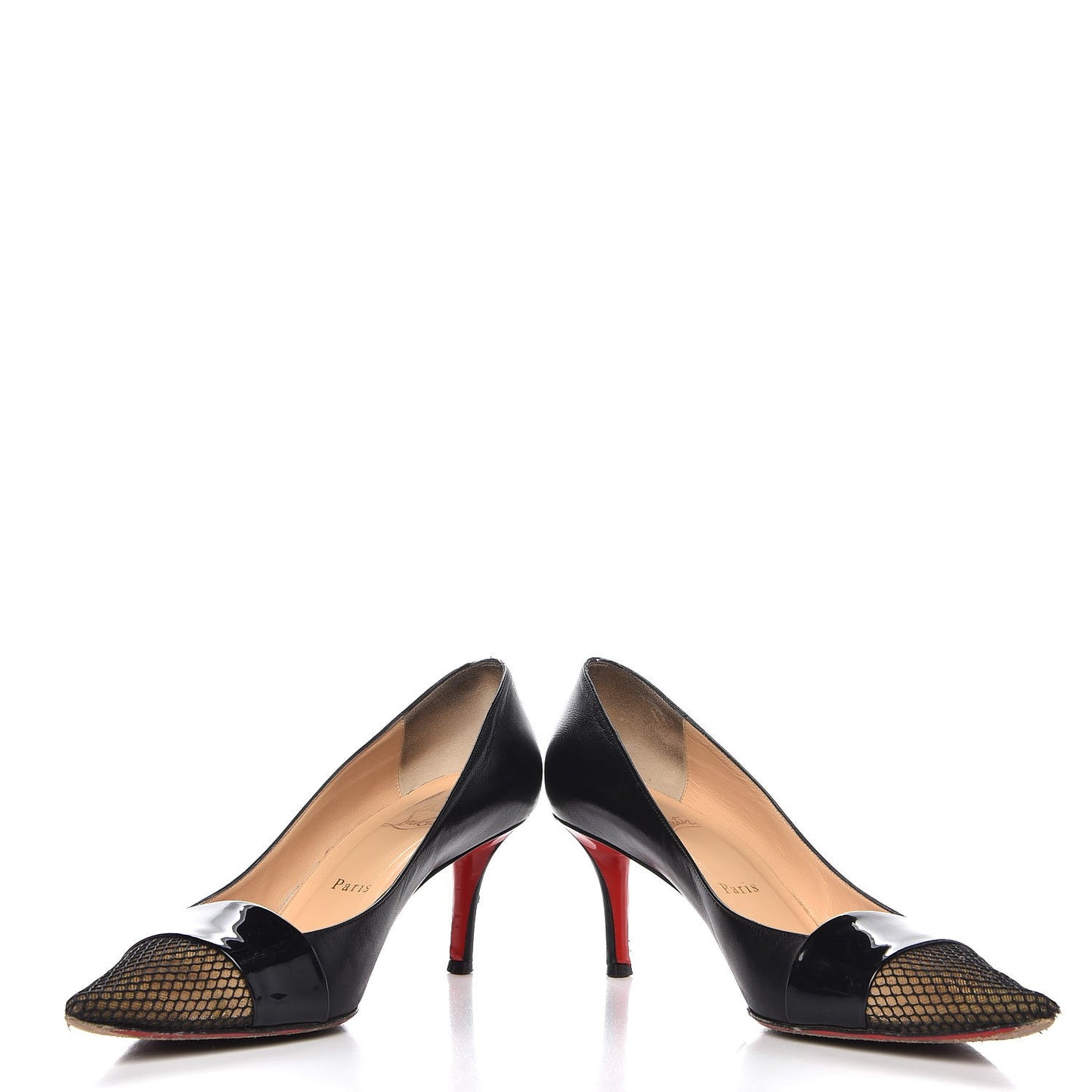 Fishnet Patent Kid Gladiator 70 Pumps 39.5 Black