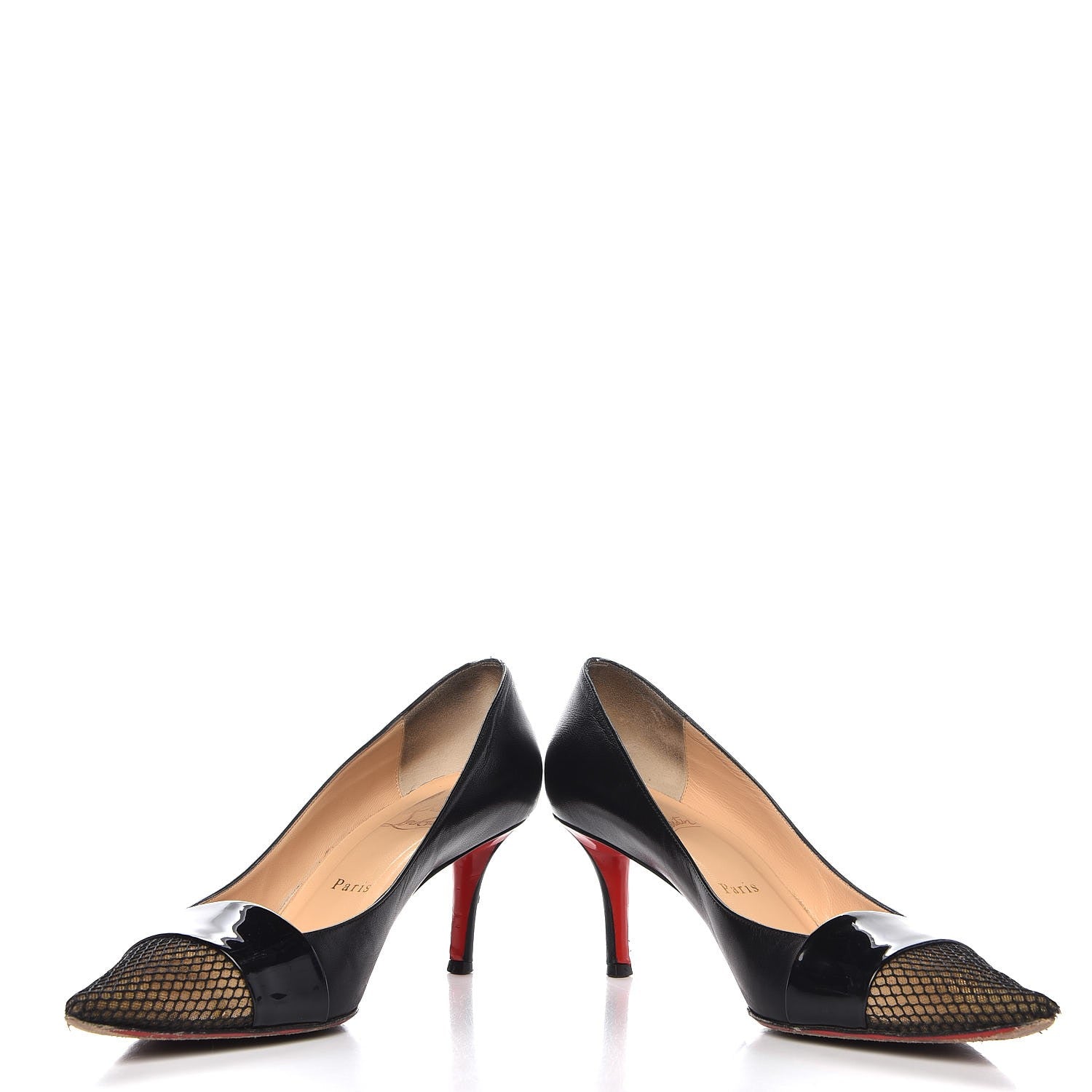 Christian Louboutin Fishnet Patent Kid Gladiator 70 Pumps 39.5 Black 5 of 15