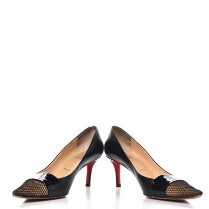 Christian Louboutin Fishnet Patent Kid Gladiator 70 Pumps 39.5 Black 5 of 15