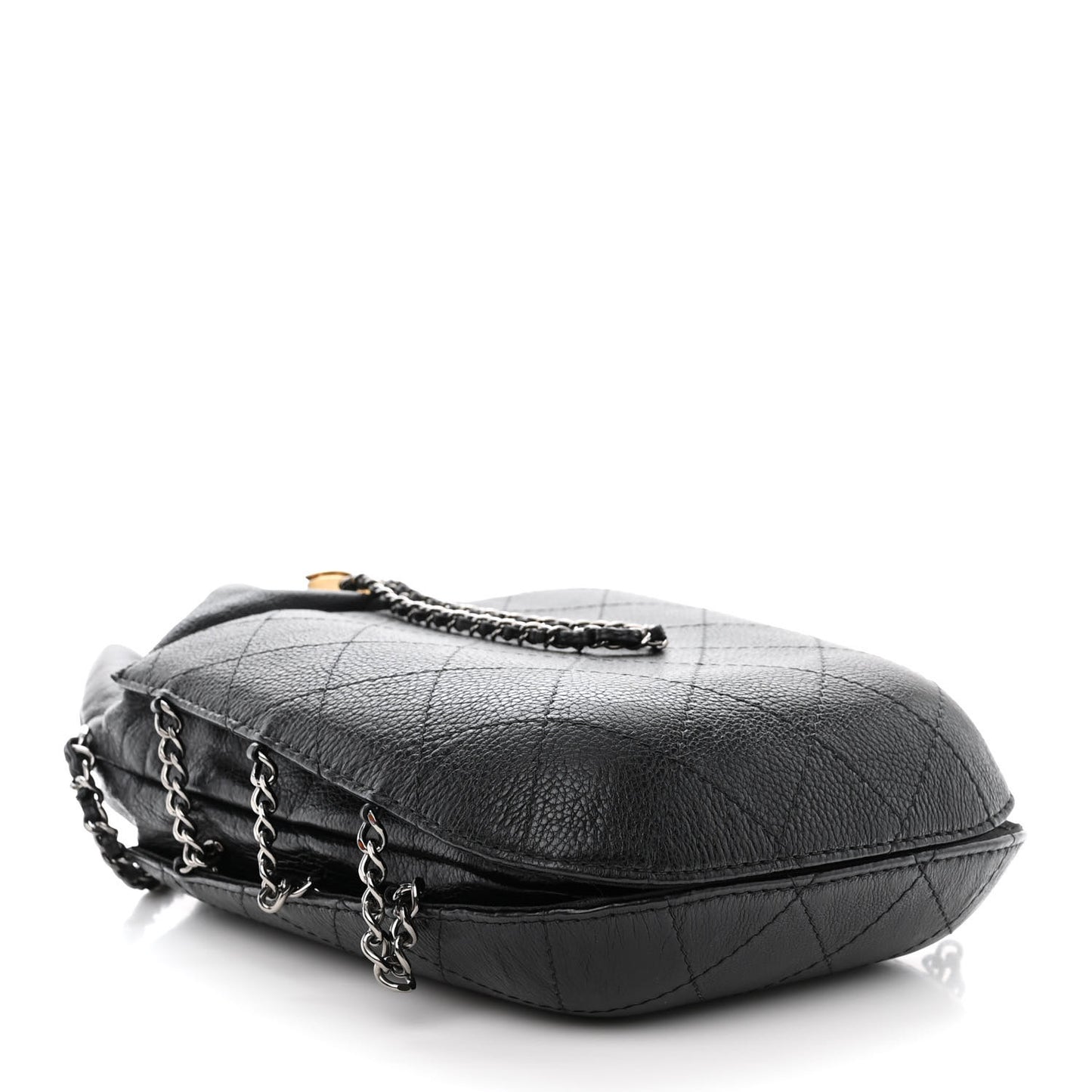 Aged Calfskin Quilted Gabrielle Bucket Black