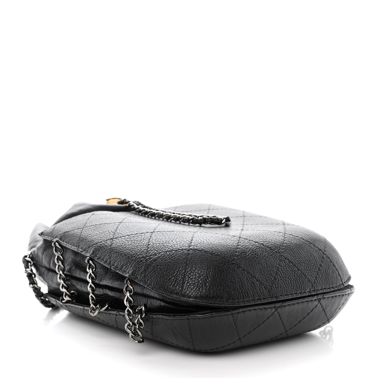 Chanel Aged Calfskin Quilted Gabrielle Bucket Black 4 of 10