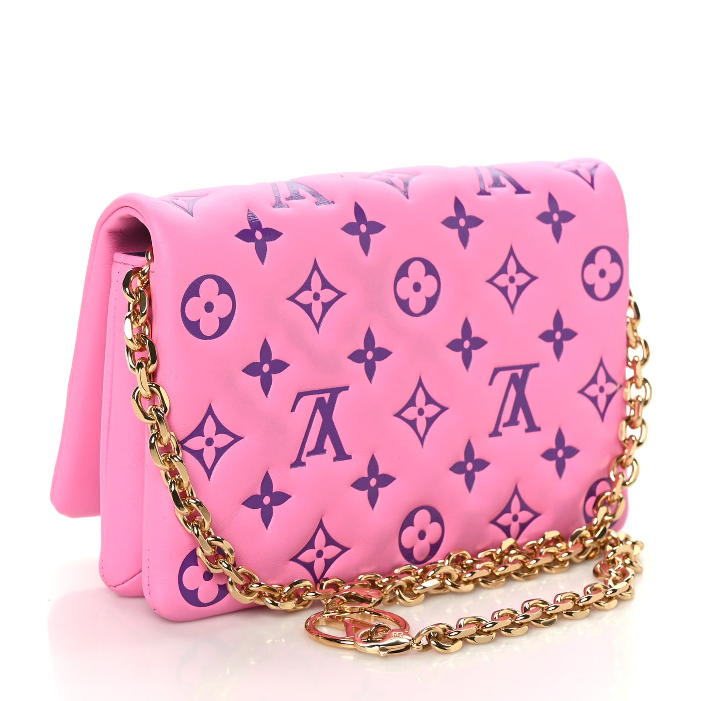 Lambskin Embossed Monogram Vuittamins Pochette Coussin Rose Violet