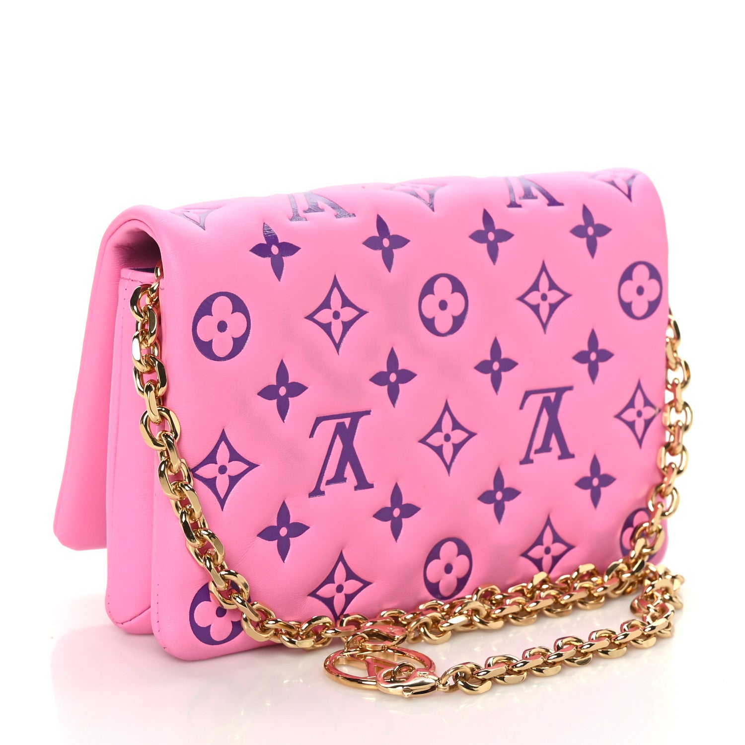 Louis Vuitton Lambskin Embossed Monogram Vuittamins Pochette Coussin Rose Violet 3 of 9