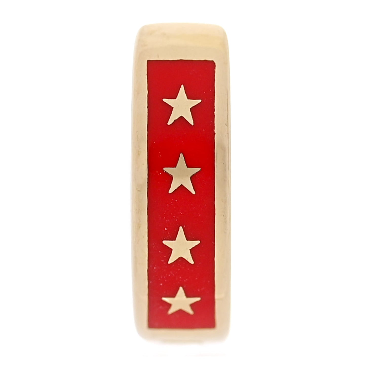 18K Yellow Gold Ceramic Strength Tenet Huggie Earring Red
