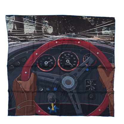 Hermes Silk Double Face Formula One Scarf 90 Anthracite Marron Bleu 1 of 3