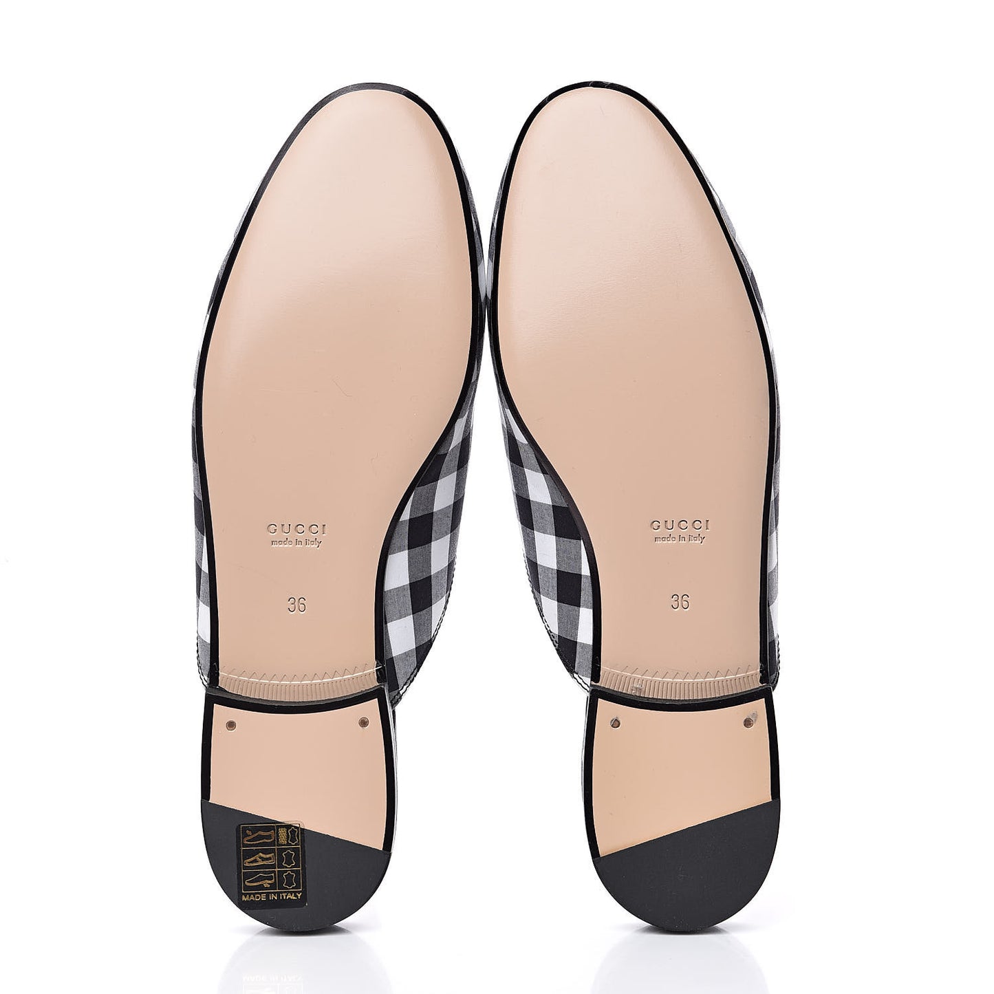 Cotton Gingham Womens Princetown Slippers 36 White Black