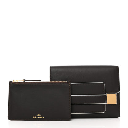 Delvaux Calfskin Madam Tri-Fold Wallet Dark Brown 3 of 7