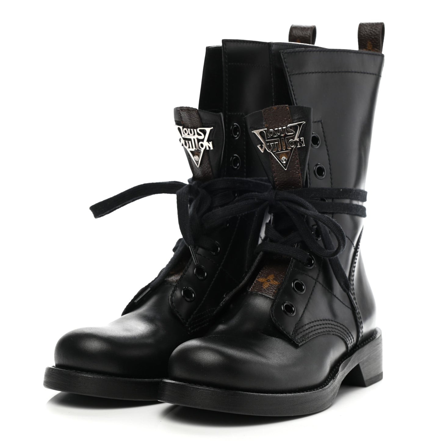 Calfskin Monogram Metropolis Flat Ranger Boots 36 Black
