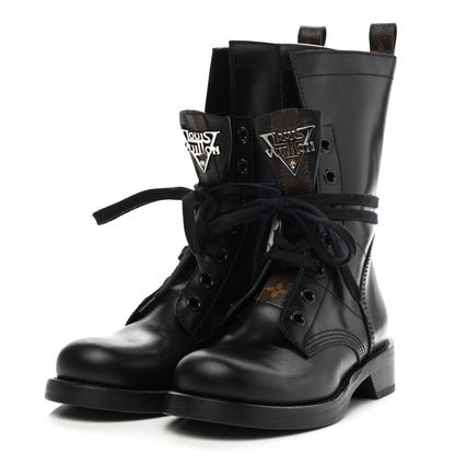 Louis Vuitton Calfskin Monogram Metropolis Flat Ranger Boots 36 Black 3 of 7
