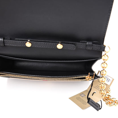 Burberry Derby Calfskin House Check Wallet On Chain Black 4 of 9