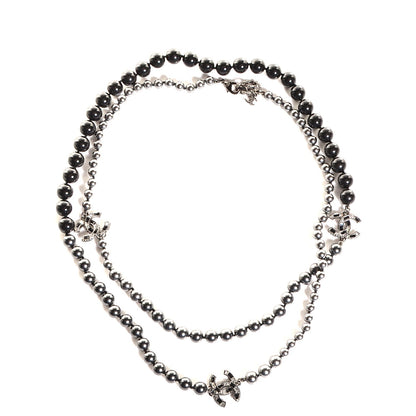 Chanel Crystal Pearl CC Long Necklace Black 1 of 5