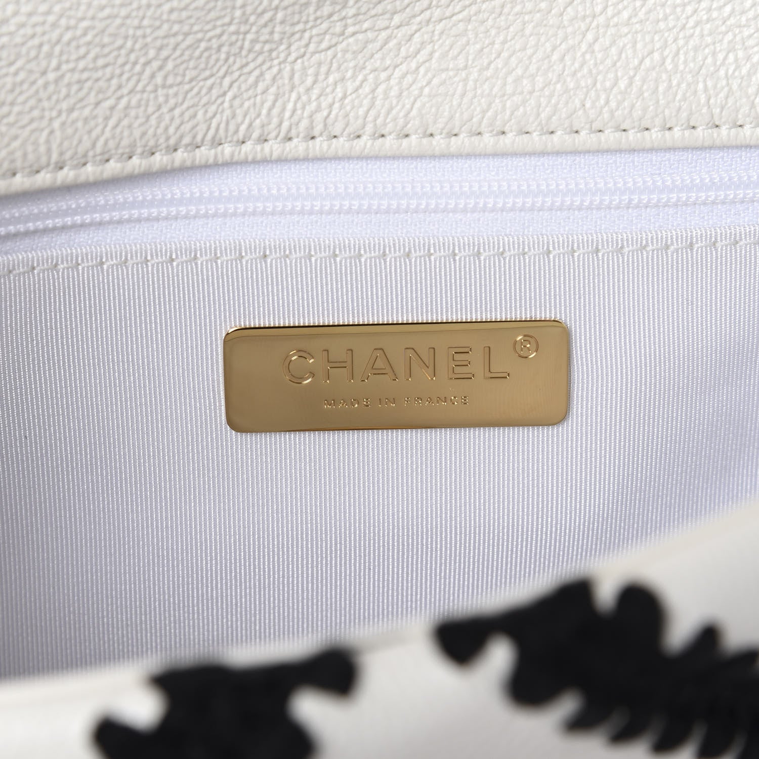 Chanel Calfskin Crochet Medium 19 Flap White Black 7 of 9