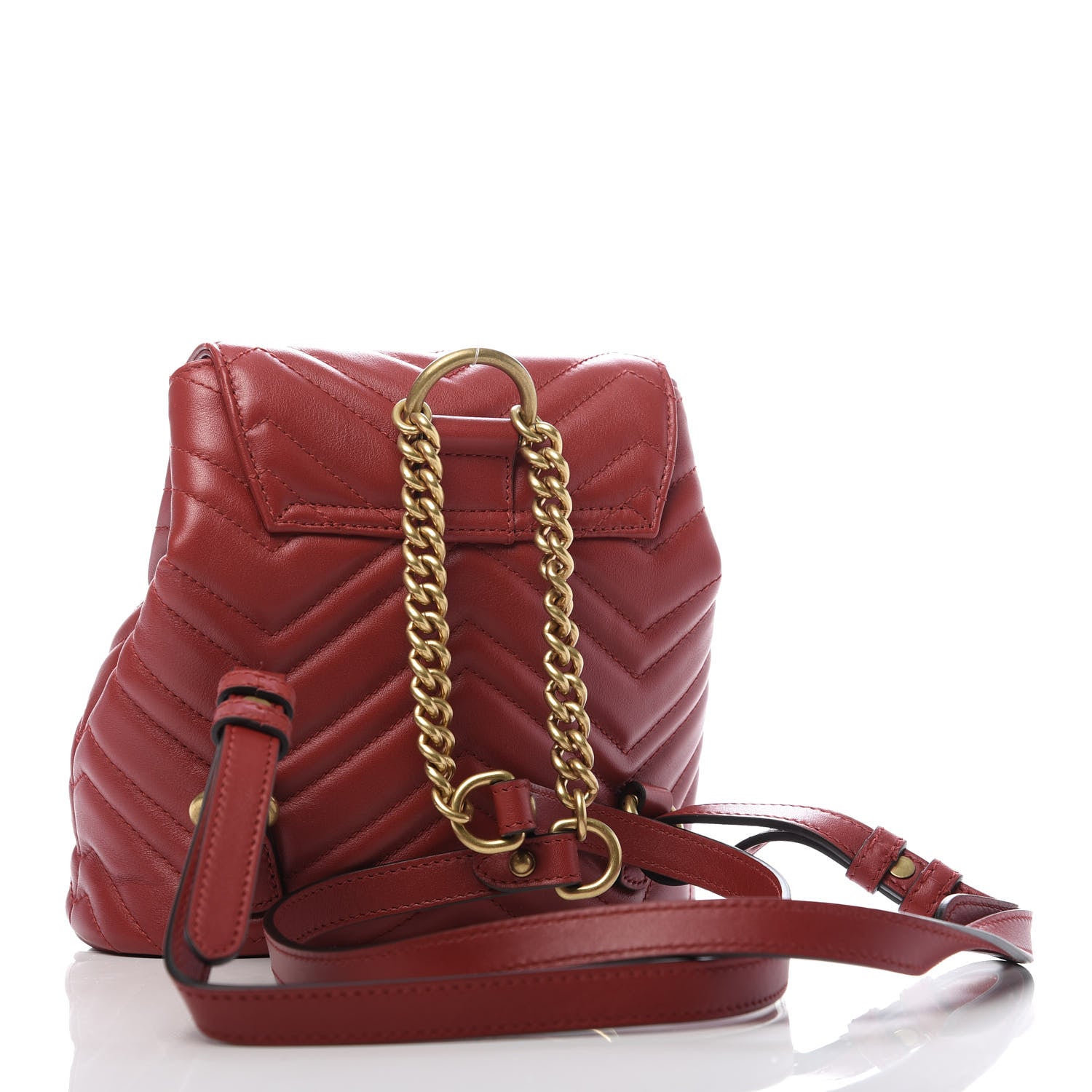 Gucci Calfskin Matelasse GG Marmont Flap Backpack Hibiscus Red 2 of 9