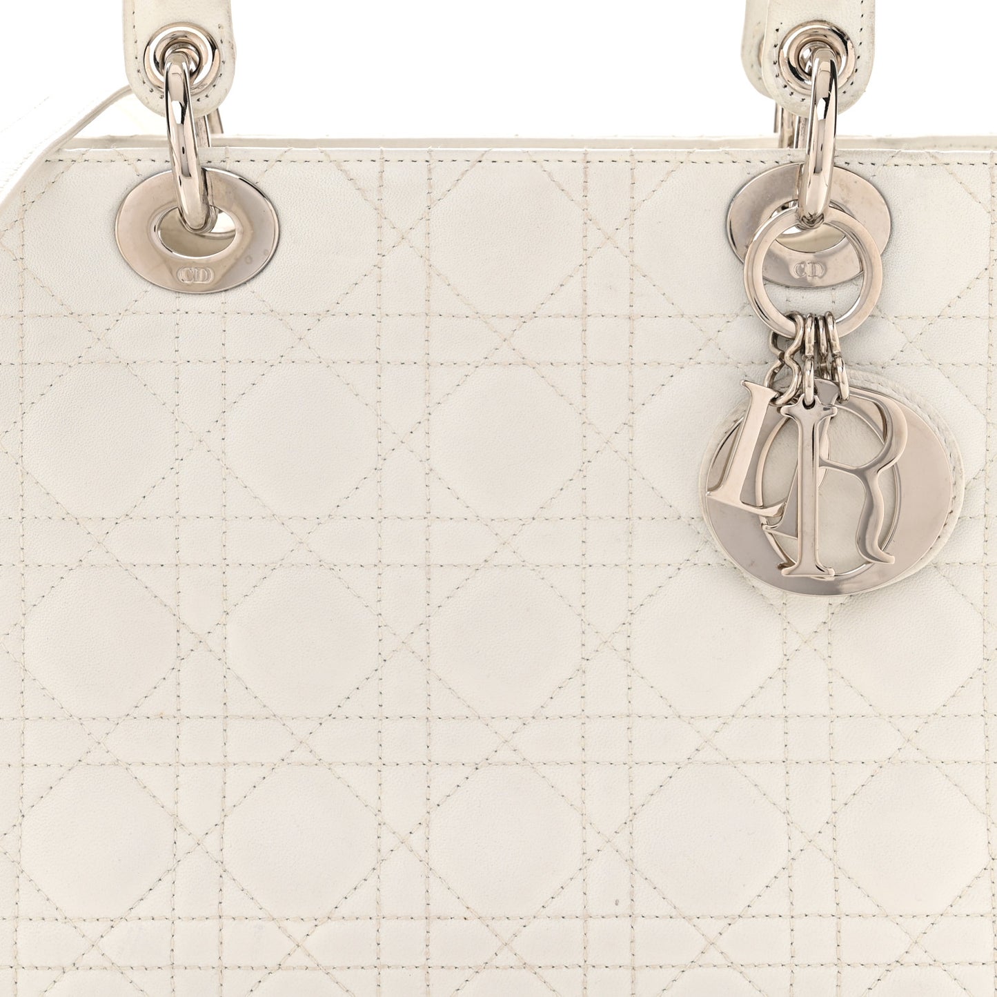 Lambskin Cannage Medium Lady Dior White