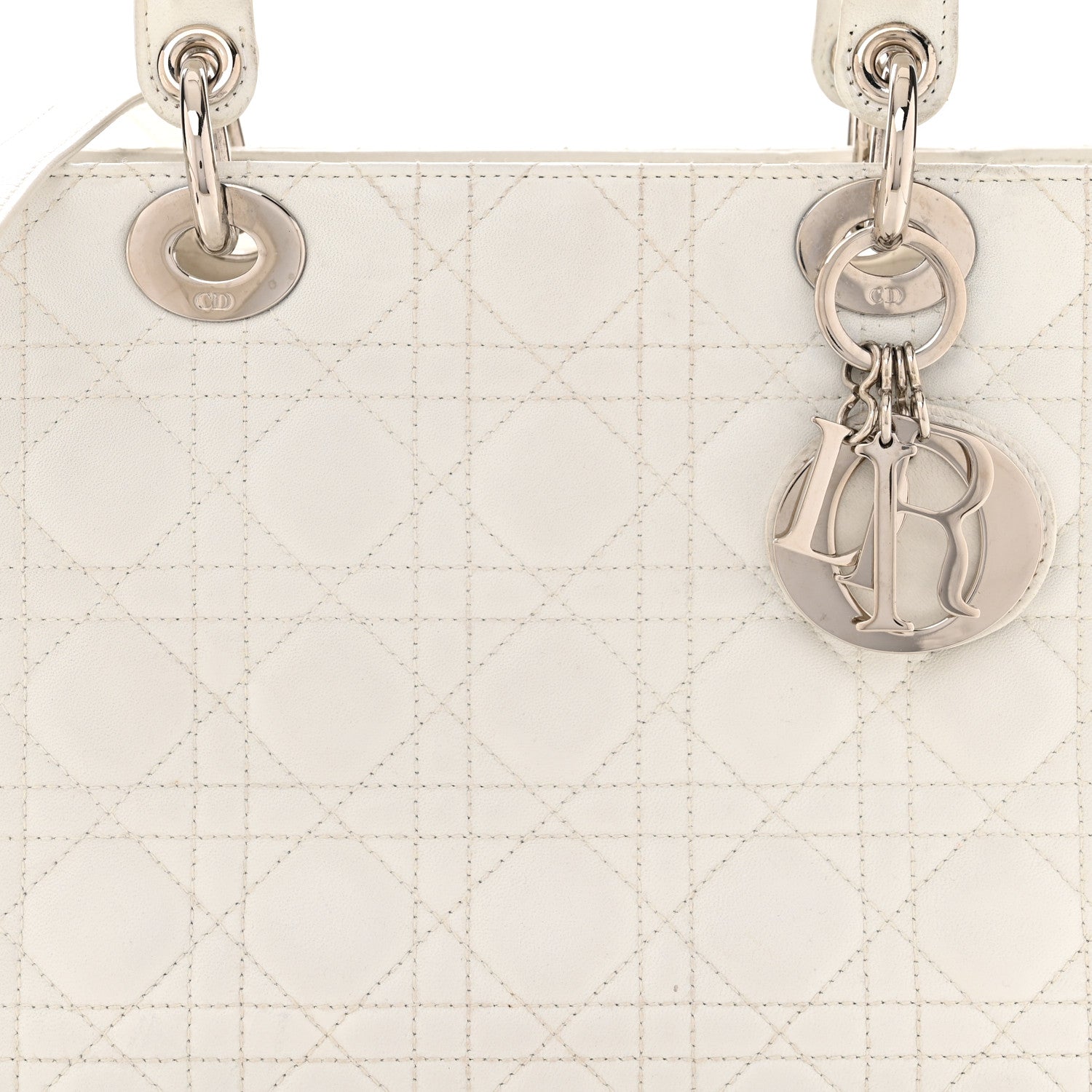 Christian Dior Lambskin Cannage Medium Lady Dior White 8 of 17