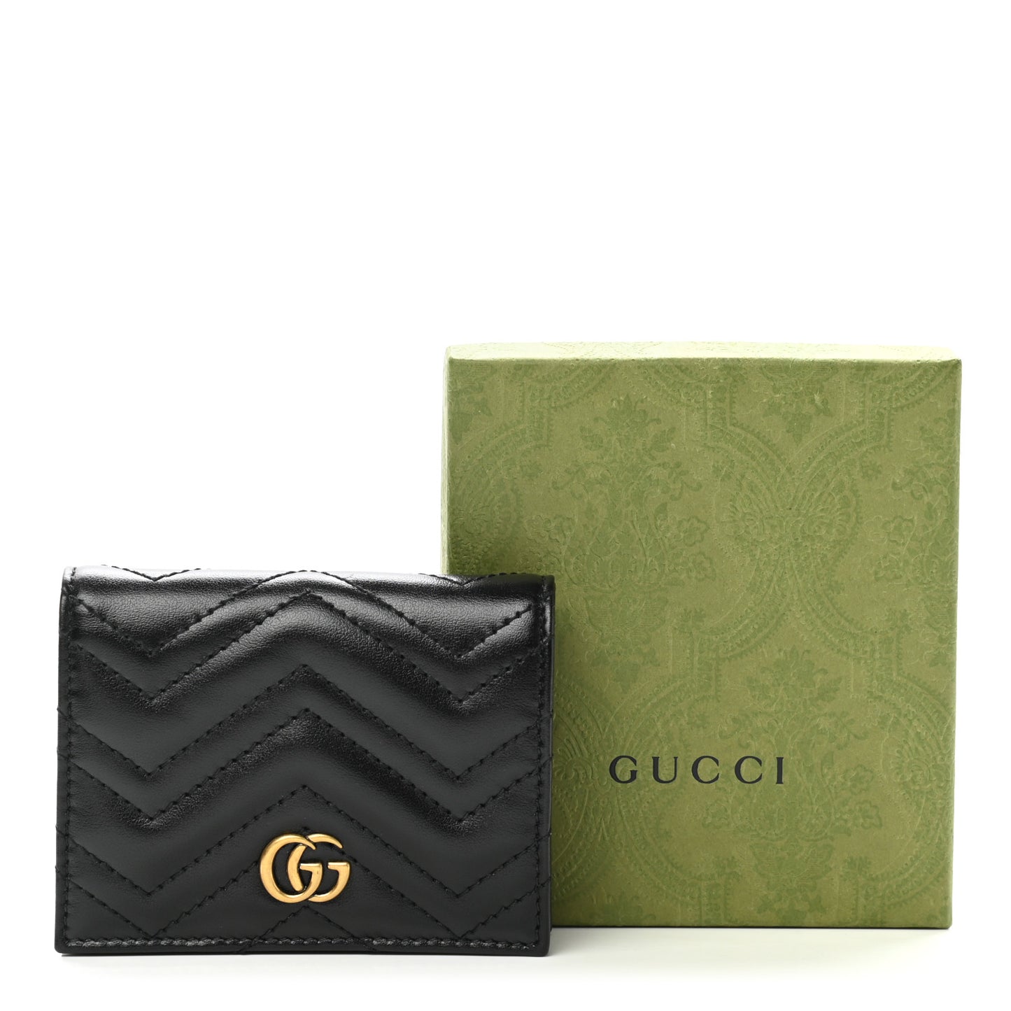 Calfskin Matelasse GG Marmont Card Case Wallet Black