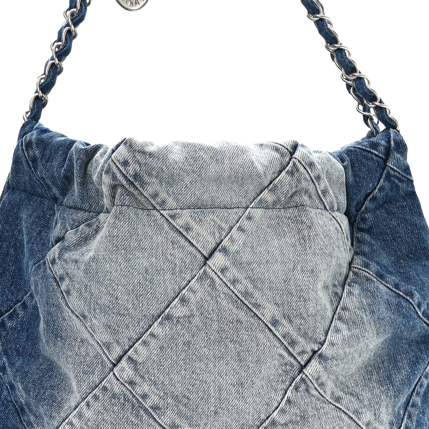 Denim Quilted Small Chanel 22 Blue