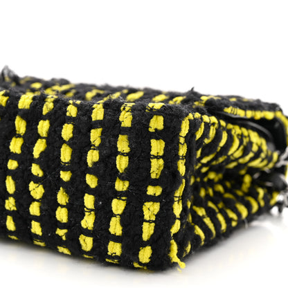 Chanel Tweed Quilted Medium Double Flap Yellow Black 10 of 12