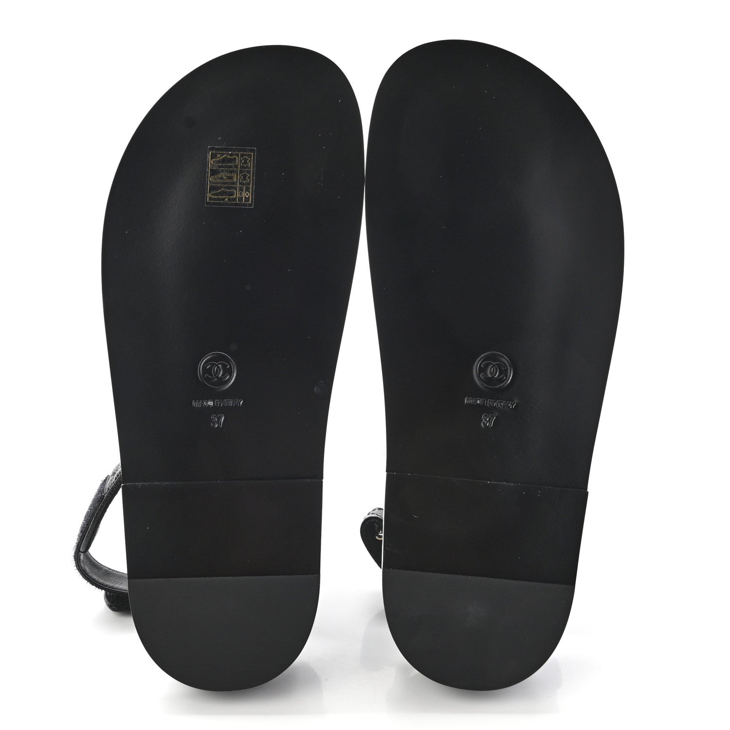 Chanel Grained Calfskin Velcro Dad Sandals 37 Black 5 of 9