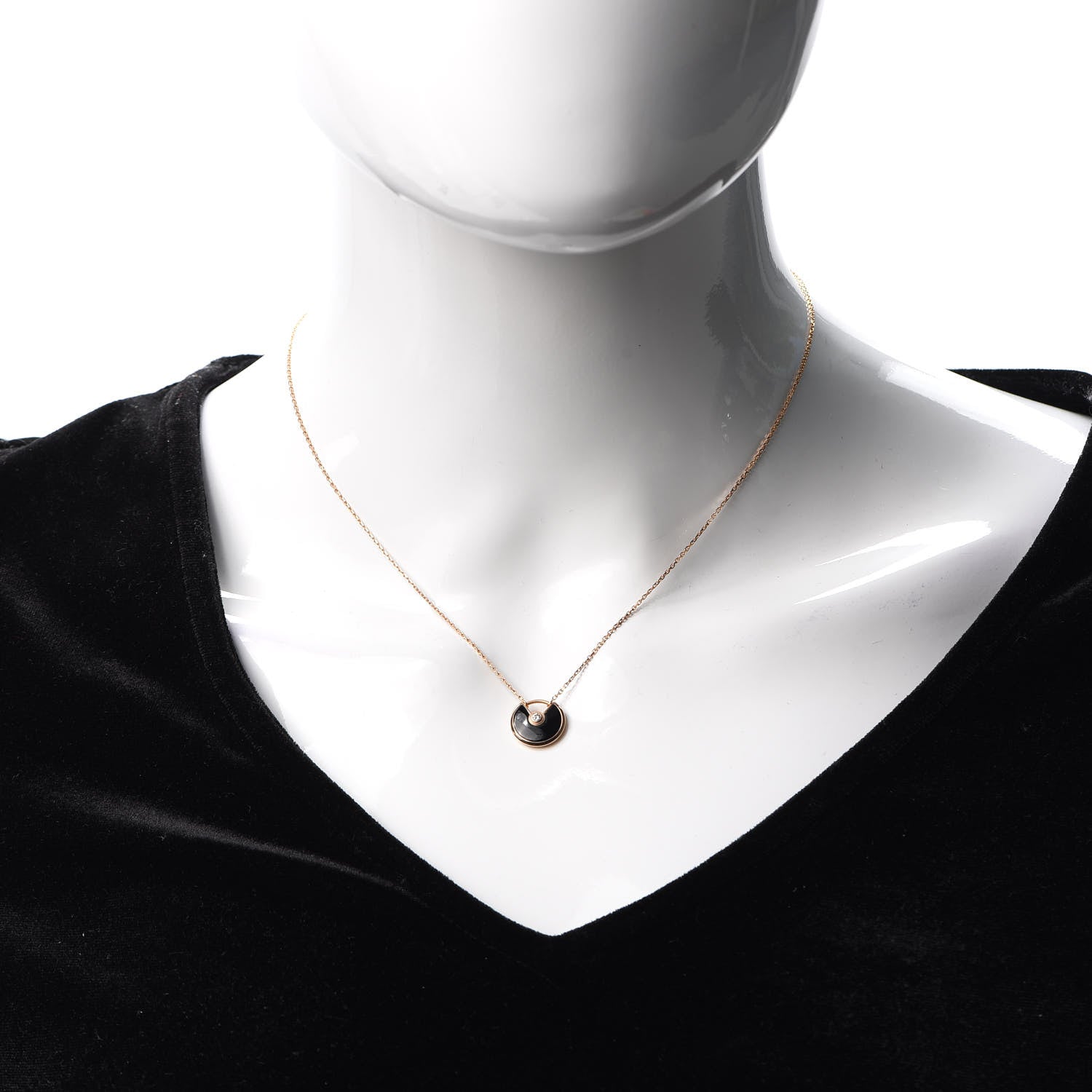 Cartier 18K Pink Gold Diamond Black Onyx XS Amulette de Cartier Pendant Necklace 2 of 5