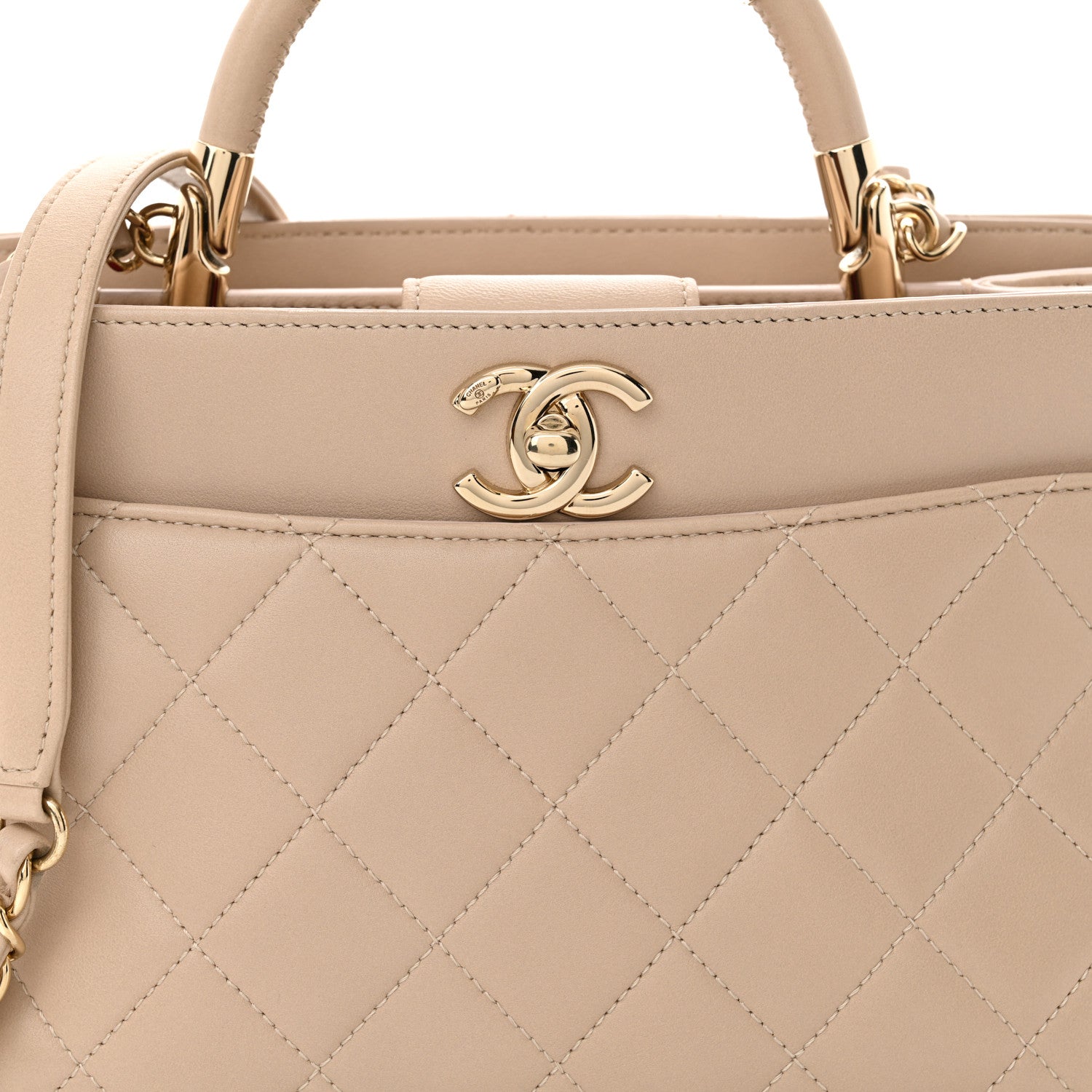 Chanel Lambskin Carry Chic Shopping Tote Beige 9 of 12