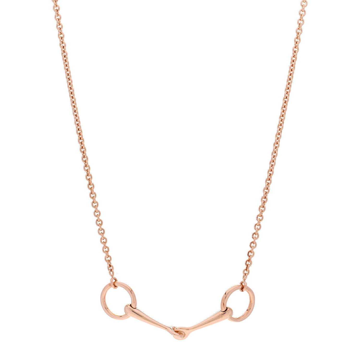 Hermes 18K Rose Gold Diamond TPM Filet d'Or Necklace SH 1 of 7