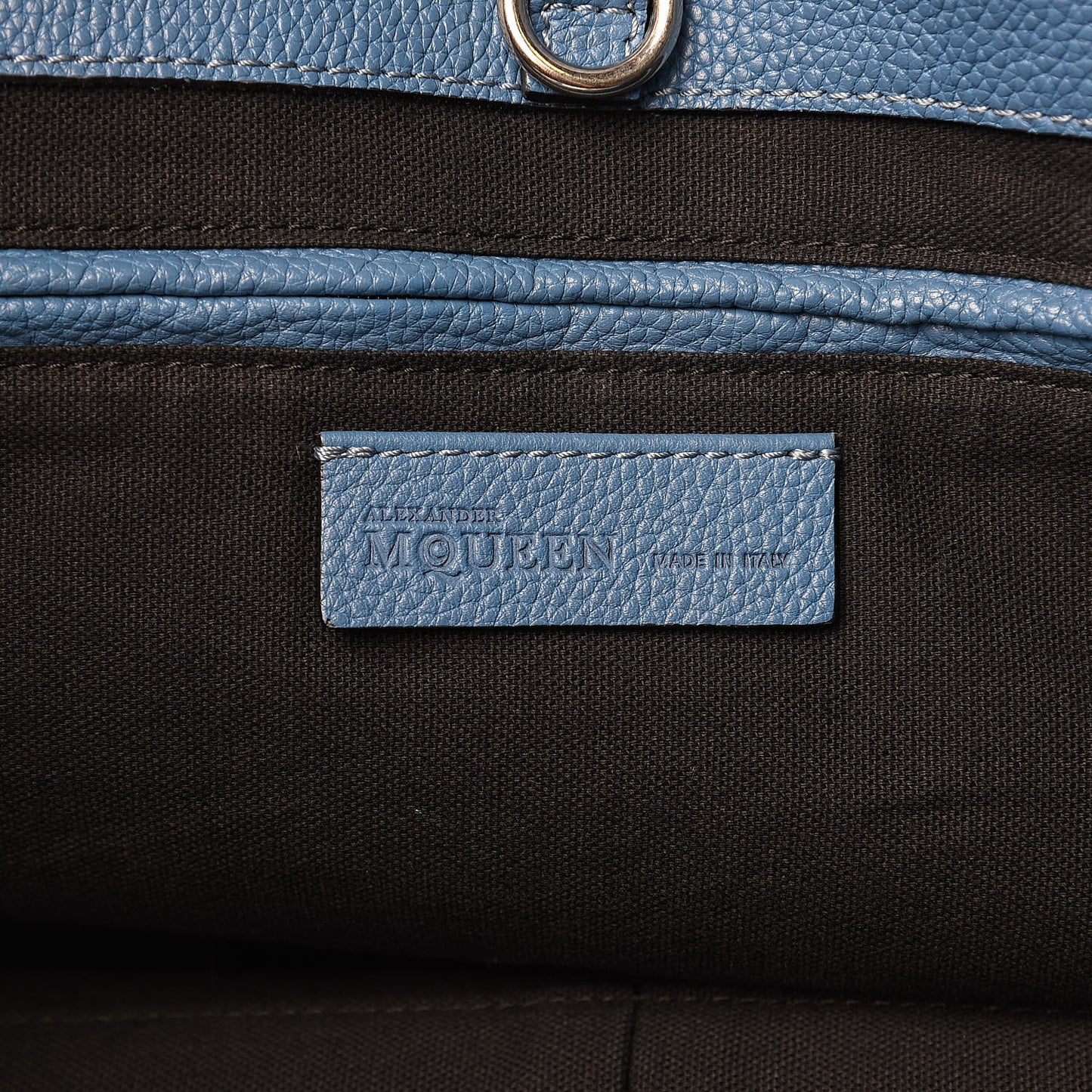Pebbled Calfskin Skull Padlock Tote Blue