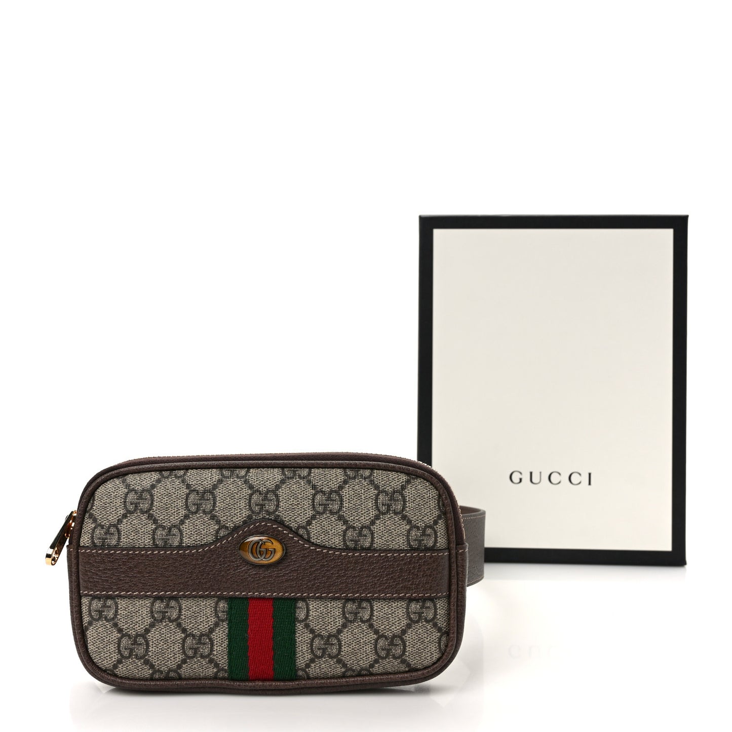GG Supreme Monogram Web Ophidia Belted iPhone Case 85 34 Dark Brown