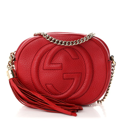 Gucci Pebbled Calfskin Mini Soho Chain Bag Tabasco Red 1 of 12