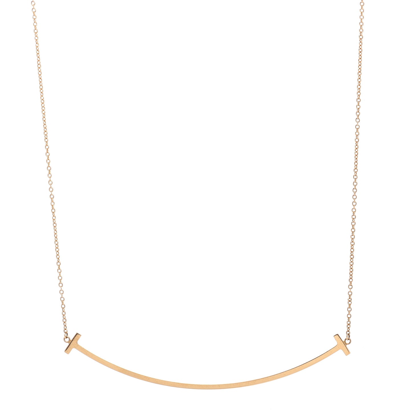18K Yellow Gold Large T Smile Pendant Necklace