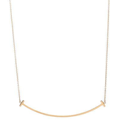 Tiffany 18K Yellow Gold Large T Smile Pendant Necklace 1 of 4