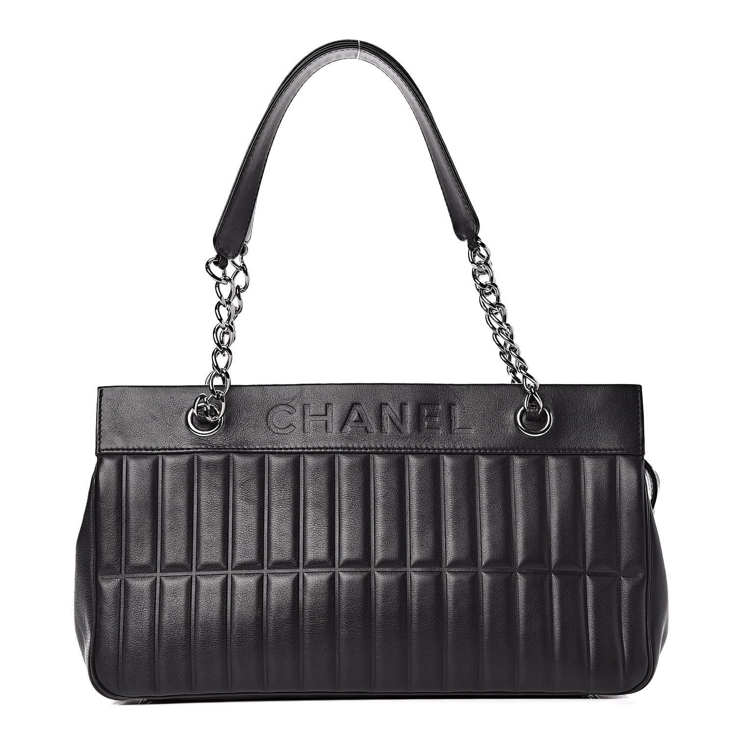 Calfskin Vertical Quilted Lax East West Shoulder Bag Black