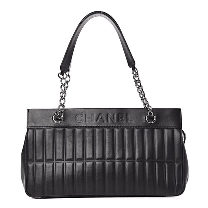 Chanel Calfskin Vertical Quilted Lax East West Shoulder Bag Black 1 of 9
