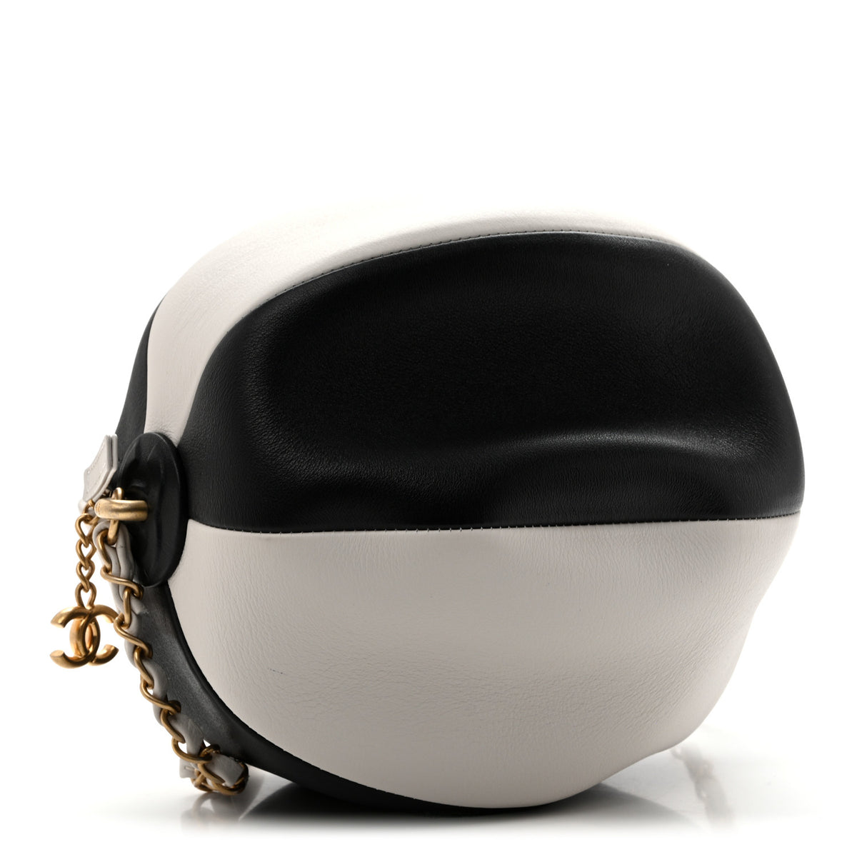Chanel Calfskin Coco Beach Ball Bag White Black 4 of 12