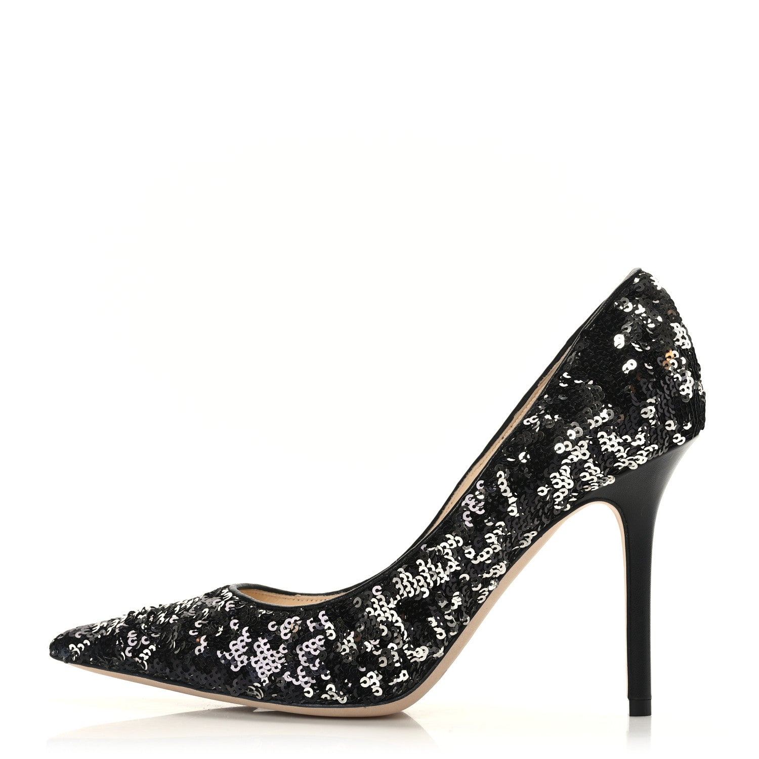 Jimmy Choo Double Face Sequins Abel 100 Pumps 36.5 Black Silver 1 of 7