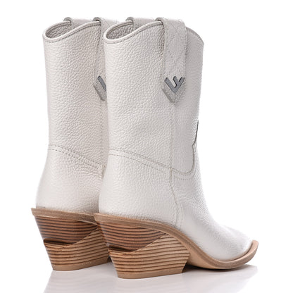 Fendi Grained Calfskin Cutwalk Ankle Boots 36 White 4 of 11