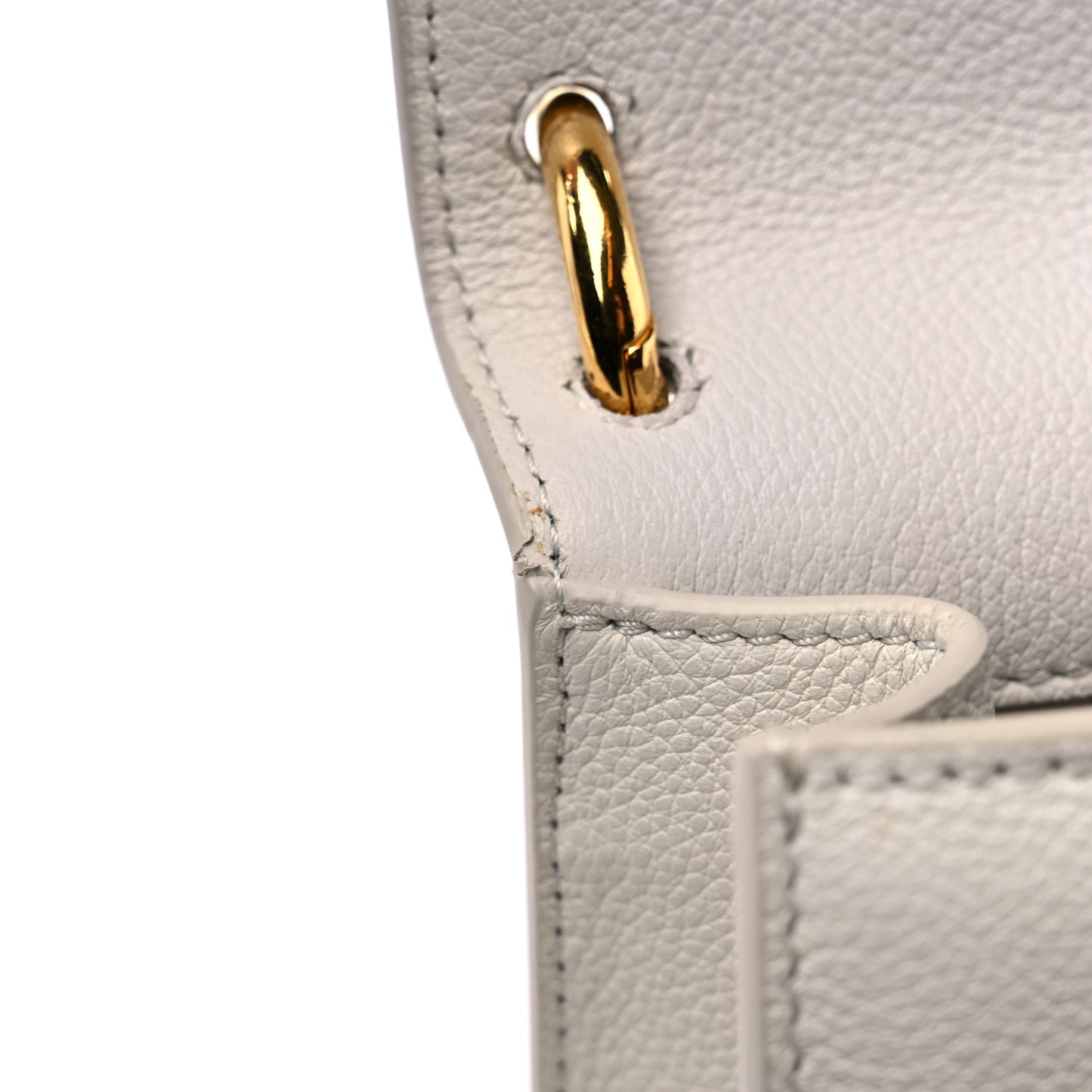 Grained Calfskin Tara Chain Shoulder Bag White