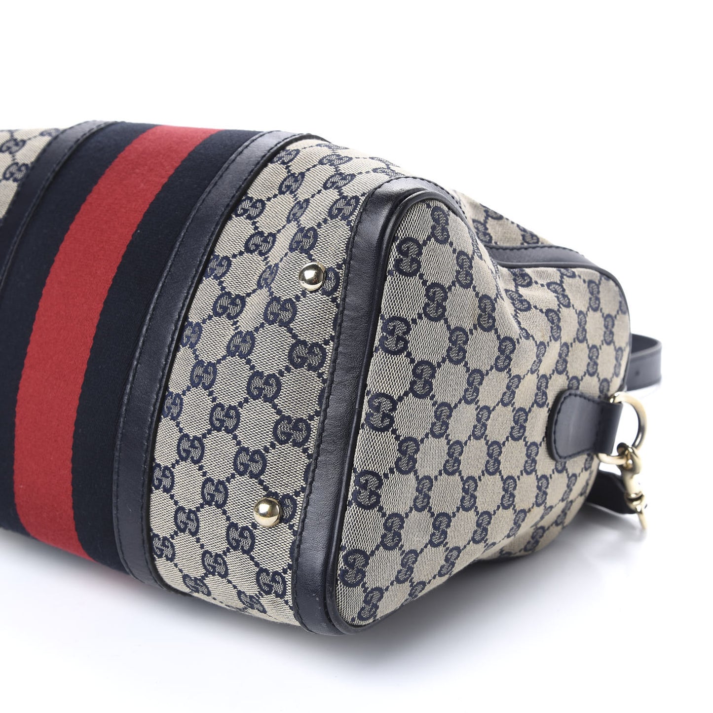 Monogram Selleria Calfskin Vintage Web Medium Boston Beige Blue