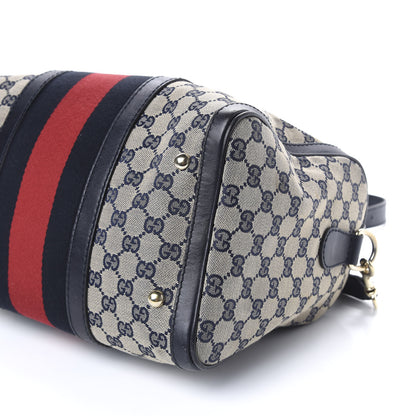 Gucci Monogram Selleria Calfskin Vintage Web Medium Boston Beige Blue 11 of 11