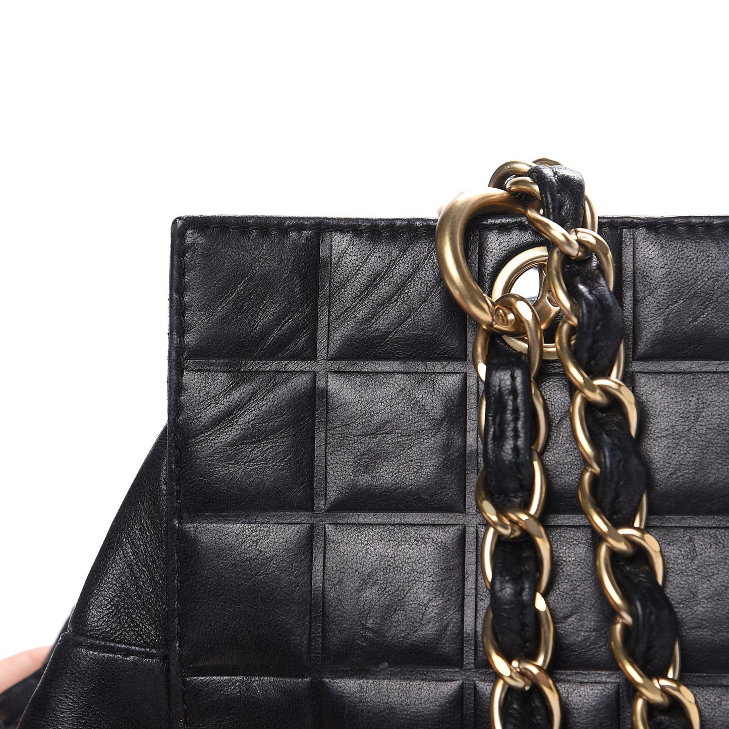 Calfskin Quilted CC Chocolate Bar Shoulder Bag Black