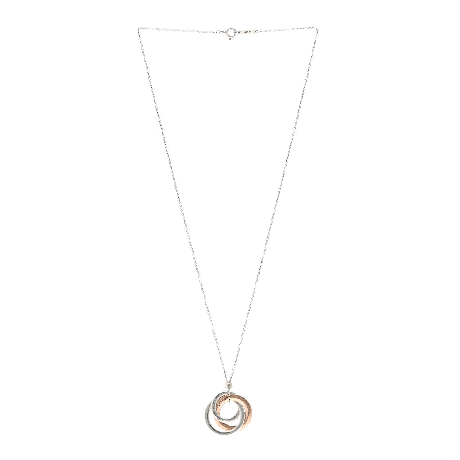 Tiffany Sterling Silver Rubedo 1837 Circles Pendant Necklace 3 of 4
