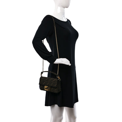 Fendi Fabric Jacquard FF 1974 Mini Baguette Tobacco Moro Black 2 of 9