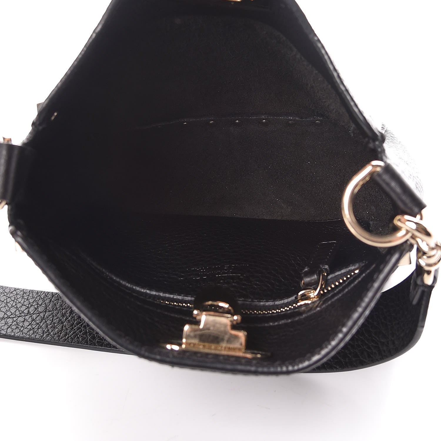 Valentino Garavani Pebbled Calfskin Mini Rockstud Flip-Lock Messenger Bag Black 5 of 9