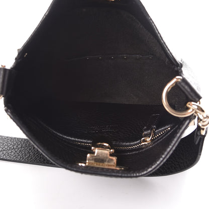 Valentino Garavani Pebbled Calfskin Mini Rockstud Flip-Lock Messenger Bag Black 5 of 9