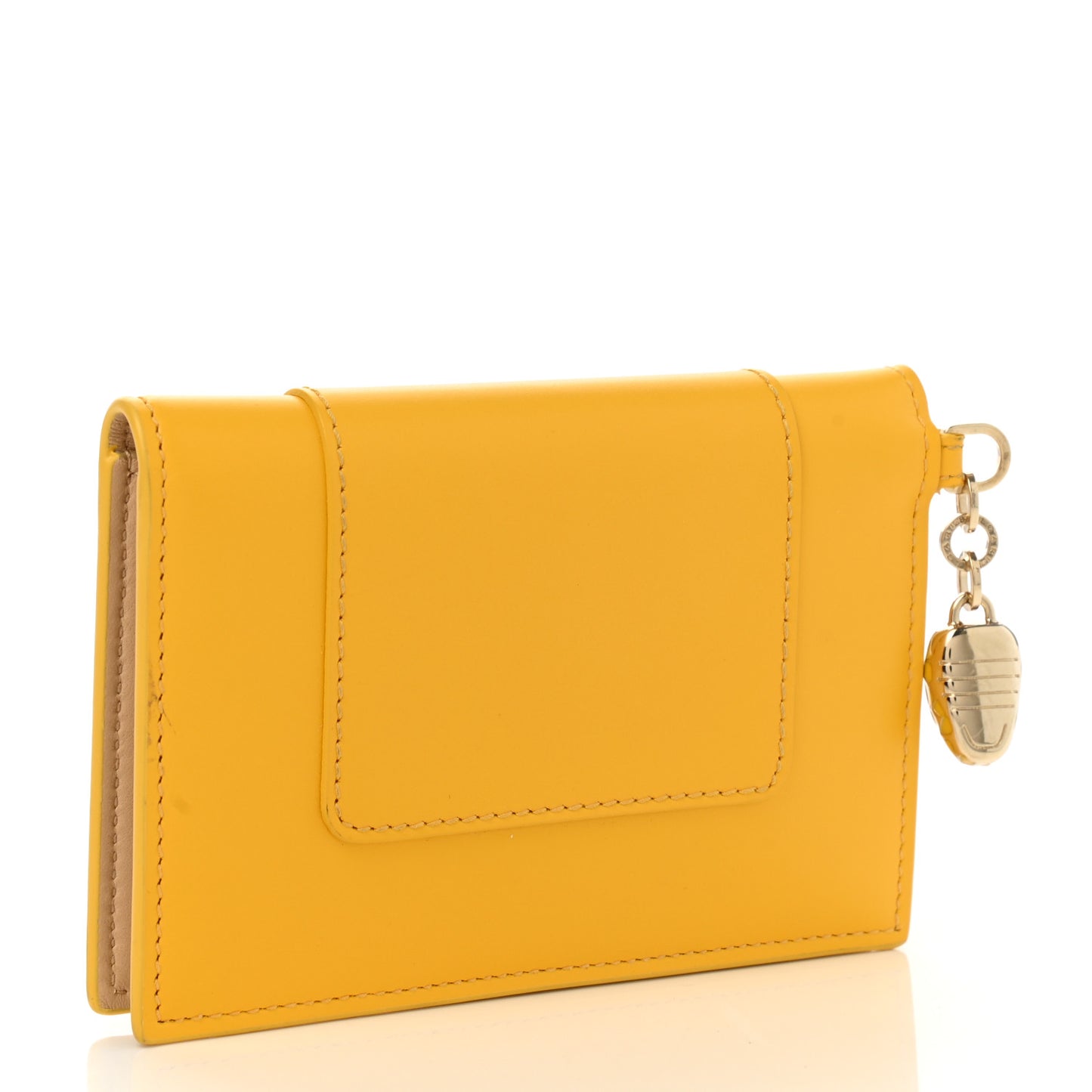 Serpenti Calfskin Forever Card Case Sun Citrine Yellow