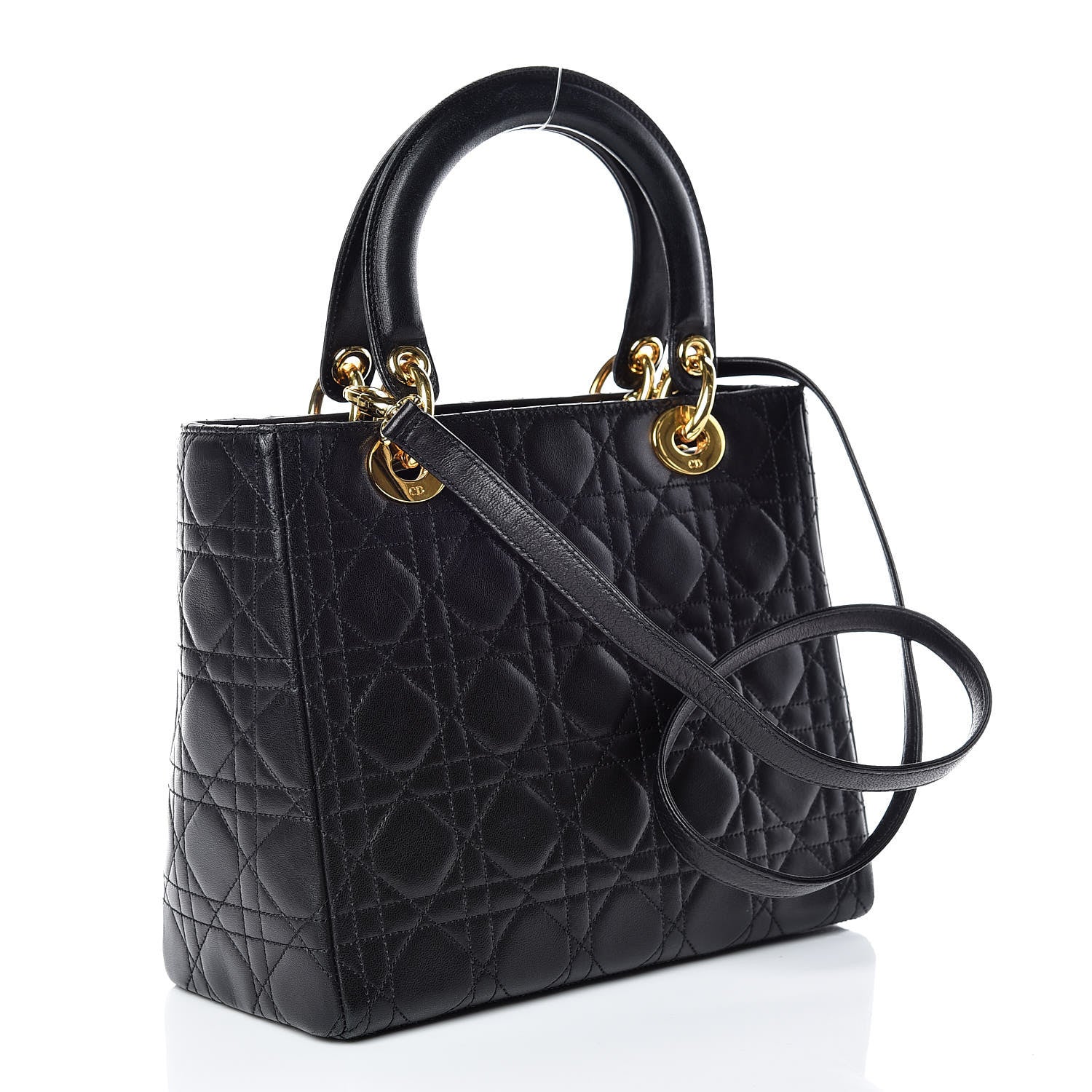 Christian Dior Lambskin Cannage Medium Lady Dior Black 4 of 14